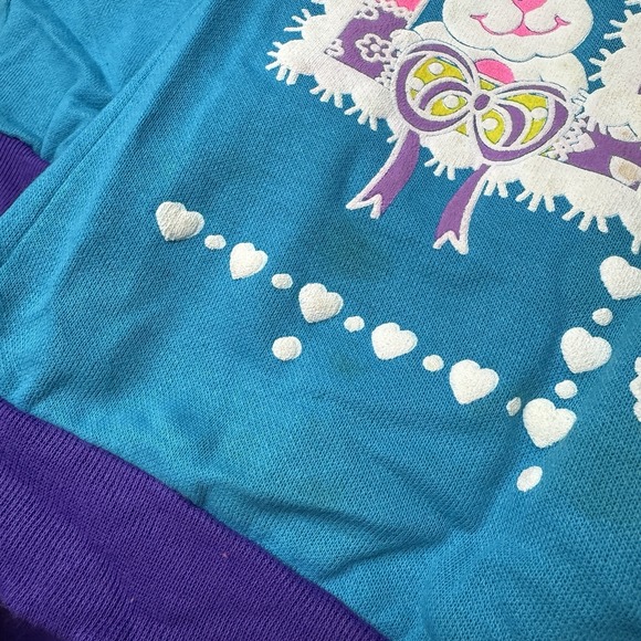 Vintage Girls Athletic Works Sweatsuit Purple Dogs Hearts Bows 80s 90s Size 5 - Picture 7 of 11